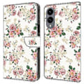 Miniatyrbillede 1 af 5: Læderetui med mønstertryk, pung og stativ til Samsung Galaxy S25 Edge Peony