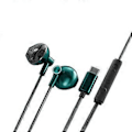 Pikkukuva 1 / 5: Type-C/3,5 mm langalliset kuulokkeet basso nappikuulokkeet stereo kuulokkeet musiikki peli kuulokemikrofoni mikrofonilla matkapuhelimelle tabletille vihreä Green