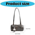 Miniatyrbillede 3 af 5: Multifunktionel cylinderformet retro håndtaske til kvinder PU læder skuldertaske 2025 design crossbody pung armhule tasker brun brown