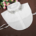 Miniatyrbillede 5 af 5: Dame Kvinder Vanddråbe Imitation Krystal Chiffon Falske Kraver Smykker Rhineston Hvid White