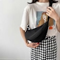 Miniatyrbillede 5 af 5: Fashion Canvas Skuldertaske Brysttaske Casual til Fest Studerende Udendørs Hvid Sort Black