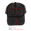 Miniatyrbillede 3 af 5: Justerbar Åndbar Rhinestone Baseball Cap Bling Sequins Sort