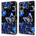 Miniatyrbillede 1 af 5: Læderetui med mønstertryk, pung og stativ til Samsung Galaxy S25 Edge Brilliant Butterfly