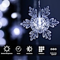 Miniatyrbillede 3 af 5: Julegardinlys Gardinlys 3,5m 96 LED Snefnug Fe Lys Julepynt til Indendørs Udendørs Fest Vindue (Hvid)
