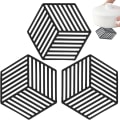 Miniatyrbillede 1 af 3: 3 stk. Silikon Trivet, Skridsikker Sekskantet Trivet, (Sort) 13,8*