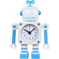 Miniatyrbild 1 av 4: Vit blå robotväckarklocka, tyst väckarklocka i rostfritt stål