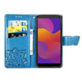 Miniatyrbild 2 av 5: För Huawei Y5P 2020 Fjäril Kärlek Blomma Präglat Horisontellt Flip Läderfodral med Ställ / Kortplats / Plånbok / Snodd Blue