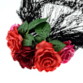 Miniatyrbilde 4 av 5: Kvinners Dia de los Muertos Rose Flower Costume Hodeplagg Hallowe
