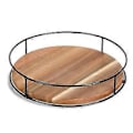 Miniatyrbilde 1 av 5: 9-tommers Lazy Susan-dreieskive i tre med stålkanter 360 graders roterende skap pantry kjøkken
