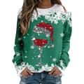 Juletrøje til kvinder, Crew Neck langærmet hættetrøje, Pullover - Grøn - Størrelse S Green S