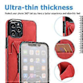 Miniatyrbild 3 av 5: iPhone 13, Plånboksfodral - Slimmat syntetiskt läderfodral med canvas twill-finish & 2 kreditkortsfack [RÖD]