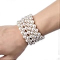 Miniatyrbilde 3 av 5: Krystaller og glitrende diamanter perle elastisk armbånd - 7 rader Art Deco brudesmykker gull Silver