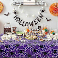 Miniatyrbilde 5 av 5: Halloween Duk Bordduk Gresskar Edderkoppnett Flaggermus Plast Borddeksel Klær 137 X 183cm