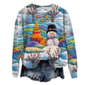 Jule sweatshirt til kvinder med print, lange ærmer, afslappet crewneck pullover, style 14 - størrelse L L