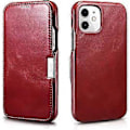 Pikkukuva 2 / 5: Nahkainen Folio-kotelo iPhone 12:lle - Vintage-tyyli, aito nahka, taittuva folio-suunnittelu, magneettinen sulkeminen - punainen