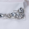 Miniatyrbillede 3 af 5: Dame Kvinder Vanddråbe Imitation Krystal Chiffon Falske Kraver Smykker Rhineston Hvid White