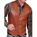 Miniatyrbillede 2 af 3: Herre Efterårsmode Cowboy Vest i Kunstlæder. 5XL. Sort