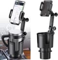 Svart - 1 stk. bilkoppholder, 360° justerbar base, bilkopp