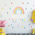 Miniatyrbild 2 av 4: 1 st färgglad regnbåge moln regn väggdekal, väggdekal för barn/barnrum, DIY regnbåge väggdekal för flickors rumsdekoration