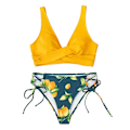 Miniatyrbillede 1 af 5: Dametøj Bikini Badedragt Front Kryds Snøre Todelt Badedragt