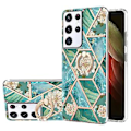Pikkukuva 1 / 4: Marmorikuvioinen TPU-kuori Samsung Galaxy S21 Ultra 5G:lle Blue