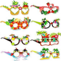 Pikkukuva 3 / 5: Luau Havaiji-juhlien aurinkolasit Hauskat havaijilaiset lasit Trooppiset naamiaisasusteet Hauskat kesäiset lasten juhlatarvikkeet Ranta-aiheiset juhlatarvikkeet 8PCS