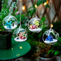 Pikkukuva 3 / 5: Riippuva lasiterraario Globe, teekynttilänpidike, mehikasvien maljakko, ripustin kotiin, häihin, juhliin, sisä- ja ulkokoristeluun 10 cm 10CM