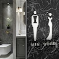 Miniatyrbillede 1 af 2: Stereoskopisk minimalistisk mænd kvinder toilet identifikation skilt butik