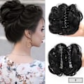 Miniatyrbillede 1 af 5: 1 stk. (naturlig sort) Hårstykke Gummi Hår Scrunchie Curly Up