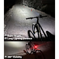 Miniatyrbilde 4 av 5: Oppladbar USB, kraftig 2400mAh LED-belysning, foran og bak w