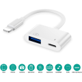 Miniatyrbild 5 av 5: Vit 2 st USB-kameraadapter med laddningsport, USB-hona OTG