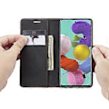 Miniatyrbild 5 av 5: Multifunktionellt horisontellt flip-läderfodral för Galaxy A51 Black