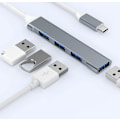 Miniatyrbild 5 av 5: Grå 4-portars USB 3.0-hubb Hög hastighet ??Typ c USB-hubb 5 Gbps Splitt