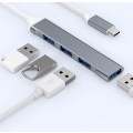 Pikkukuva 5 / 5: Harmaa 4-porttinen USB 3.0 -keskitin, nopea ??Type c USB -keskitin, 5 Gbps, jaettu