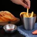 Miniatyrbilde 3 av 5: 350 ml pommes frites kopp, holdbar, rustfritt stål pommes frites kopp, for servering pommes frites, løkringer, tater tots eller grønnsaker - Restaurantware（sølv）3-pakning