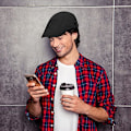 Miniatyrbillede 4 af 5: 2 Pak Newsboy Beige/Sort Hatte til Mænd Flat Cap Bomuld Justerbar