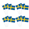Pikkukuva 1 / 7: 10 Ruotsin käsilippua, polyesteristä valmistettuja kaksipuolisia lippuja, jotka sopivat sisä- ja ulkokoristeluun juhannusjuhlien aikana 10 pcs