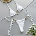 Miniatyrbild 4 av 5: Dam Delad Baddräkt Justerbara Band Halterneck Baddräkt Vadderad Simdräkt För Strandfester Pool Vit S White S