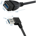 Pikkukuva 5 / 5: USB 3.0 -jatkokaapeli - Yksi vasen ja oikea kulma - Uros naaras