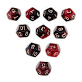 Pikkukuva 5 / 5: Pöytäpeli 10kpl / setti Nopat D12 D&D Gem 18mm (Punainen+Musta) Red+Black