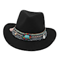 Miniatyrbilde 2 av 5: Uformell Unisex Voksen Cowboyhatt Fedoras Caps Solhatt Jazz Topphatt Kostyme for Strand (Svart)
