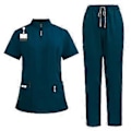 Miniatyrbild 5 av 5: Skrubbset Mjuk Topp och Joggingbyxor för Djurvårdare Skönhetssalong SPA Kosmetologi (Blågrön XL) Blue Green XL