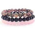 Miniatyrbild 1 av 5: Dww-Armband 8 mm natursten set män kvinnor Rosa Rhodonit Kvarts svart Onyx stapelbart handled pärl Mala armband berlocker