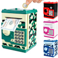 Miniatyrbilde 1 av 9: Elektronisk sparegris ATM pengeskap, bank automatisk rullende ATM sparegris, egnet for gutter og jenters bursdagsgaver (kamuflasjegrønn)