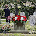 Miniatyrbillede 4 af 5: Blomsterdekoration til gravsten med sadel til kirkegårdsdekoration, feriepynt