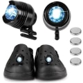 Pikkukuva 1 / 5: 2 kpl otsalamppua Crocille, Crocs otsalamppu IPX5 vedenpitävä 3 valaistustilalla, Croc-kenkien otsalamppu ABS-krokotiili otsalamput LED-valo Crocille koiranulkoilutukseen, retkeilyyn musta