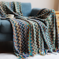 Miniatyrbillede 5 af 5: Boho Kastanbløde Tæpper Udendørs Strikket Tassel Tæpper, (Blå 50x60