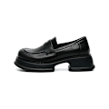 Miniatyrbillede 2 af 3: Kvinders Oxford Forår Efterår Casual Platform Sko Sort Læder Loafer Sko.39.