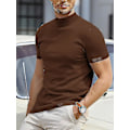 Miniatyrbild 1 av 2: Herr T-shirt Tee Tee Top Enfärgad Turtleneck Street Semester Korta Ärmar Kläder Kläder Designer Basic Modern Contemporary.L.Coffee
