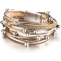 Miniatyrbillede 5 af 5: Læder Wrap Armbånd til Kvinder, Leopard Multi-Layer Magnetisk Bu